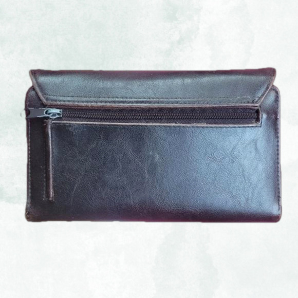 RGA Accessories Brown Fold Checkbook Wallet Vintage Floral Design - Picture 10 of 11